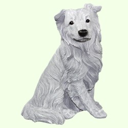 Урна для праха Бордер колли белый с серой патиной