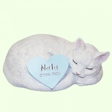 Урна для праха Кот белый с голубым сердцем