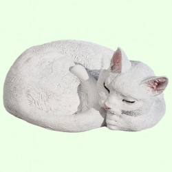 Урна для праха Спящий кот калачиком белый