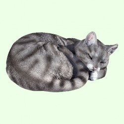 Урна для праха Спящий кот калачиком серый