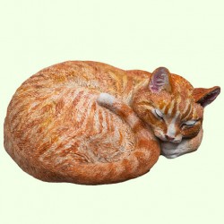 Урна для праха Спящий кот калачиком тигровый рыжий